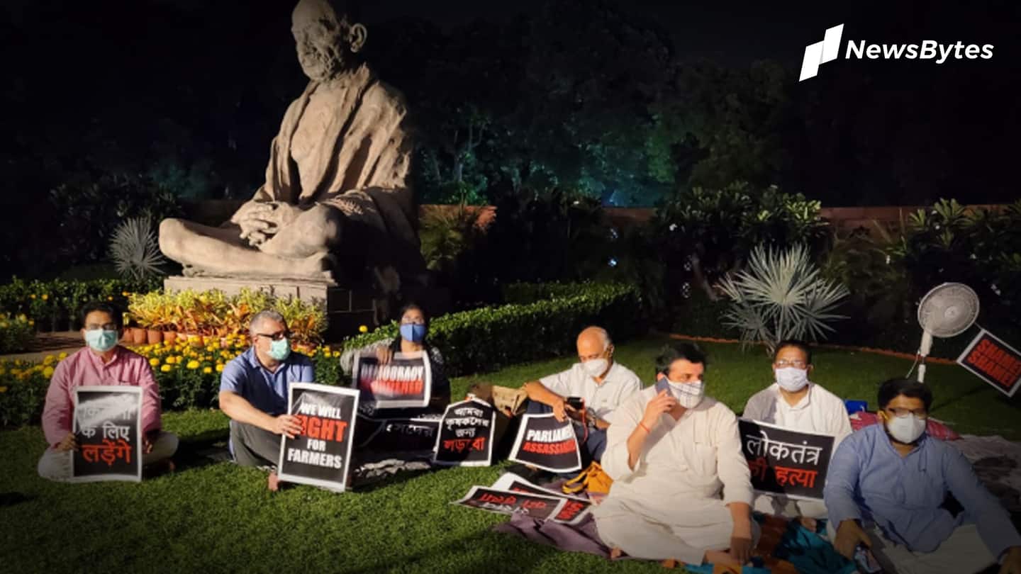 Suspended MPs protest overnight, Harivansh offers tea, PM lauds gesture