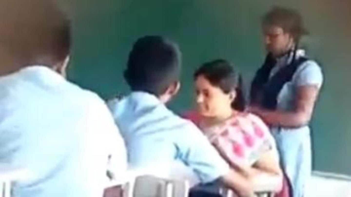 Telangana Government Teacher Caught On Camera Getting Headmassage