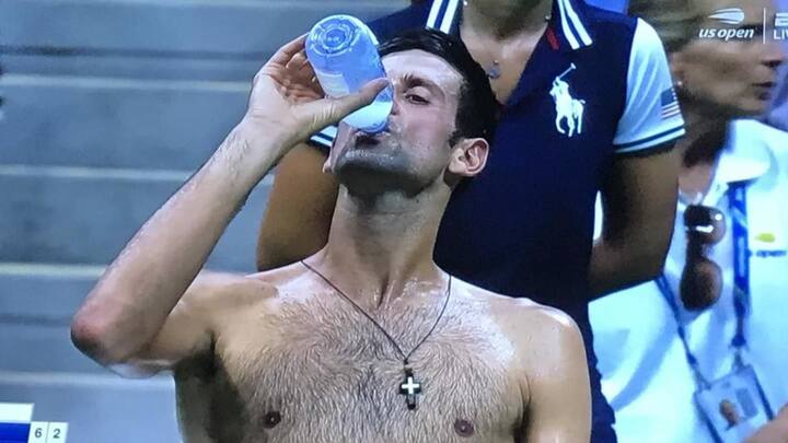 Shirtless Novak Djokovic chilling shows US Open's double standards