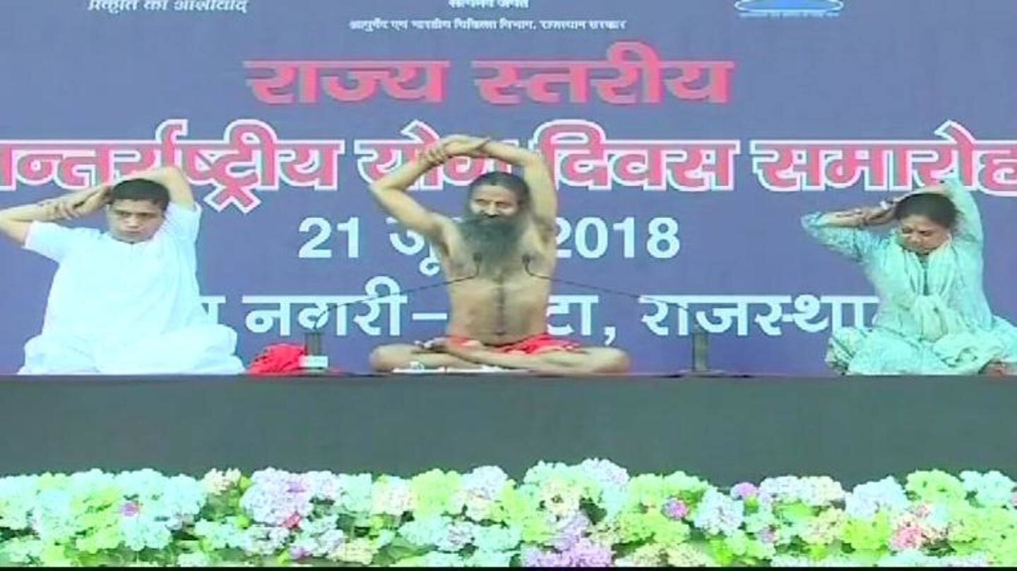 Vasundhara Raje shares stage with Baba Ramdev at yoga camp Vasundhara Raje shares stage with Baba Ramdev at yoga camp