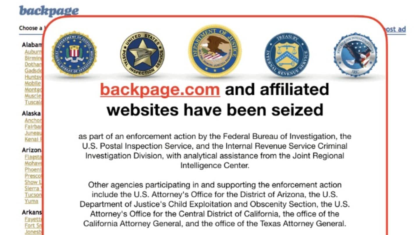 US authorities shut down sex ads website Backpage