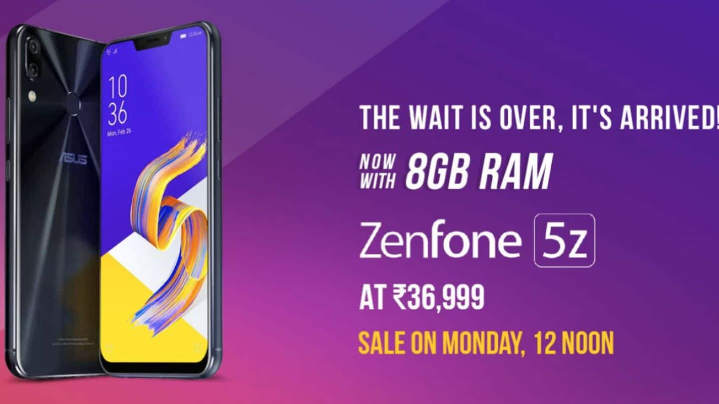 ASUS ZenFone 5Z 8GB/256GB variant available from July 30
