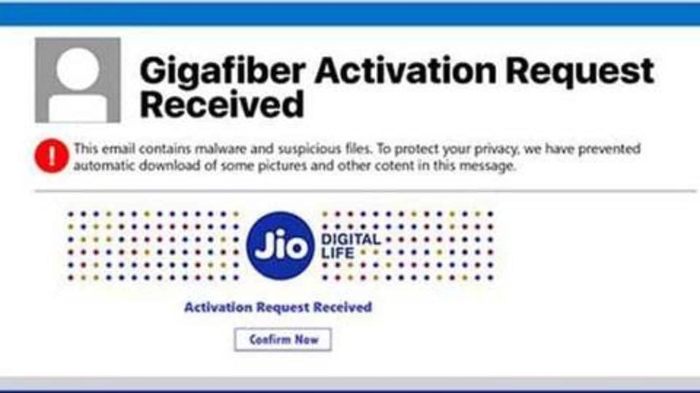 Reliance Jio GigaFiber activation email scam is stealing bank details