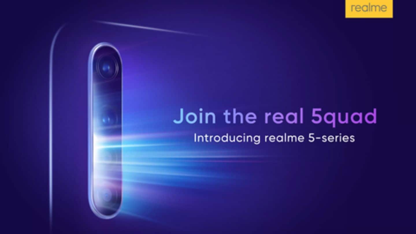 Realme 5 series, with 48MP quad-camera, launching on August 20