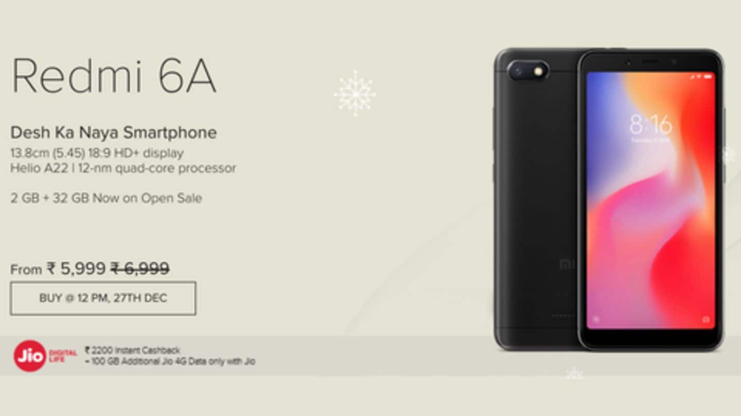 Redmi 6A flash sale today via Amazon, Mi.com: Details here