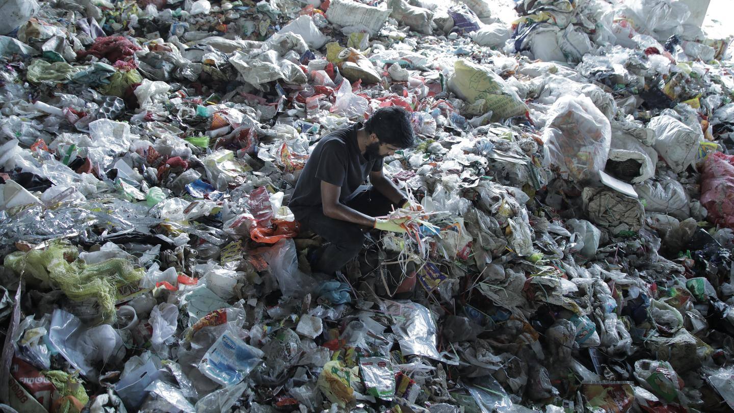 The installation uses over 3,000 single-use plastic bottles The installation uses over 3,000 single-use plastic bottles