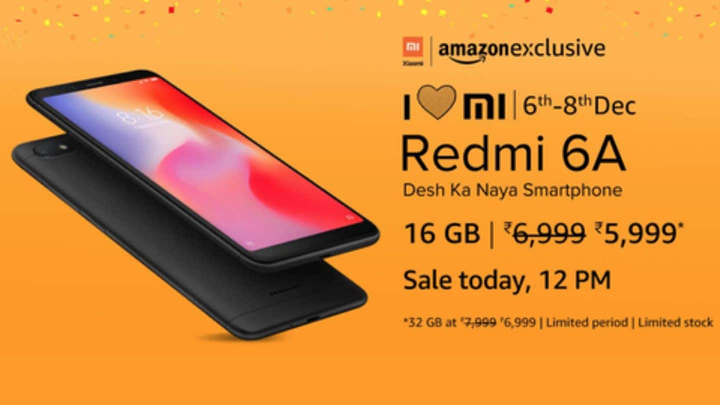 Redmi 6A goes on sale, available for Rs. 5,999