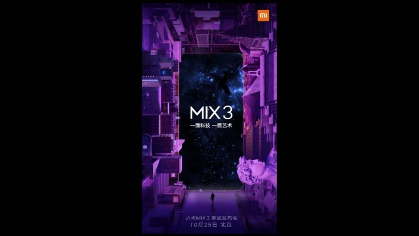 Xiaomi Mi Mix 3 to officially launch on October 25