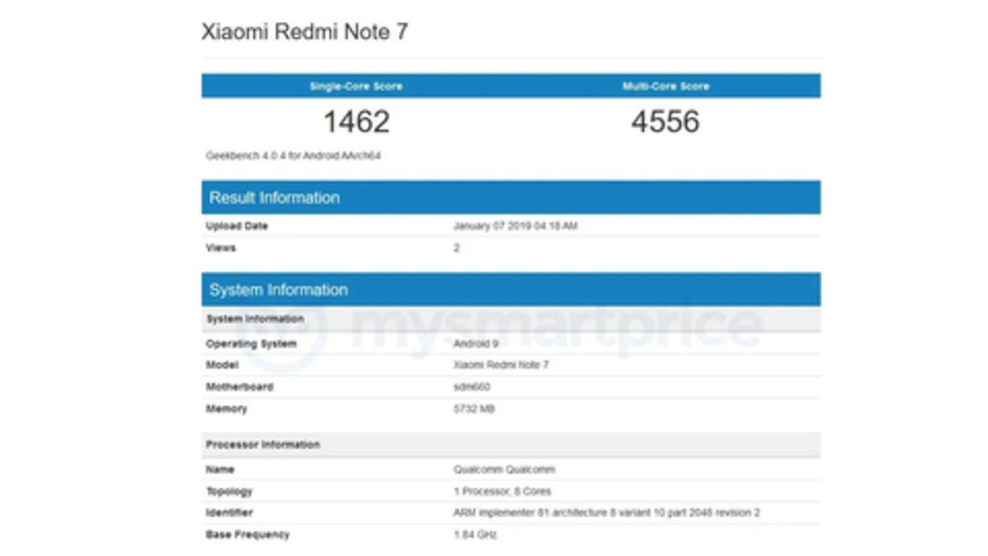 Redmi Note 7's Geekbench listing reveals important details Redmi Note 7's Geekbench listing reveals important details