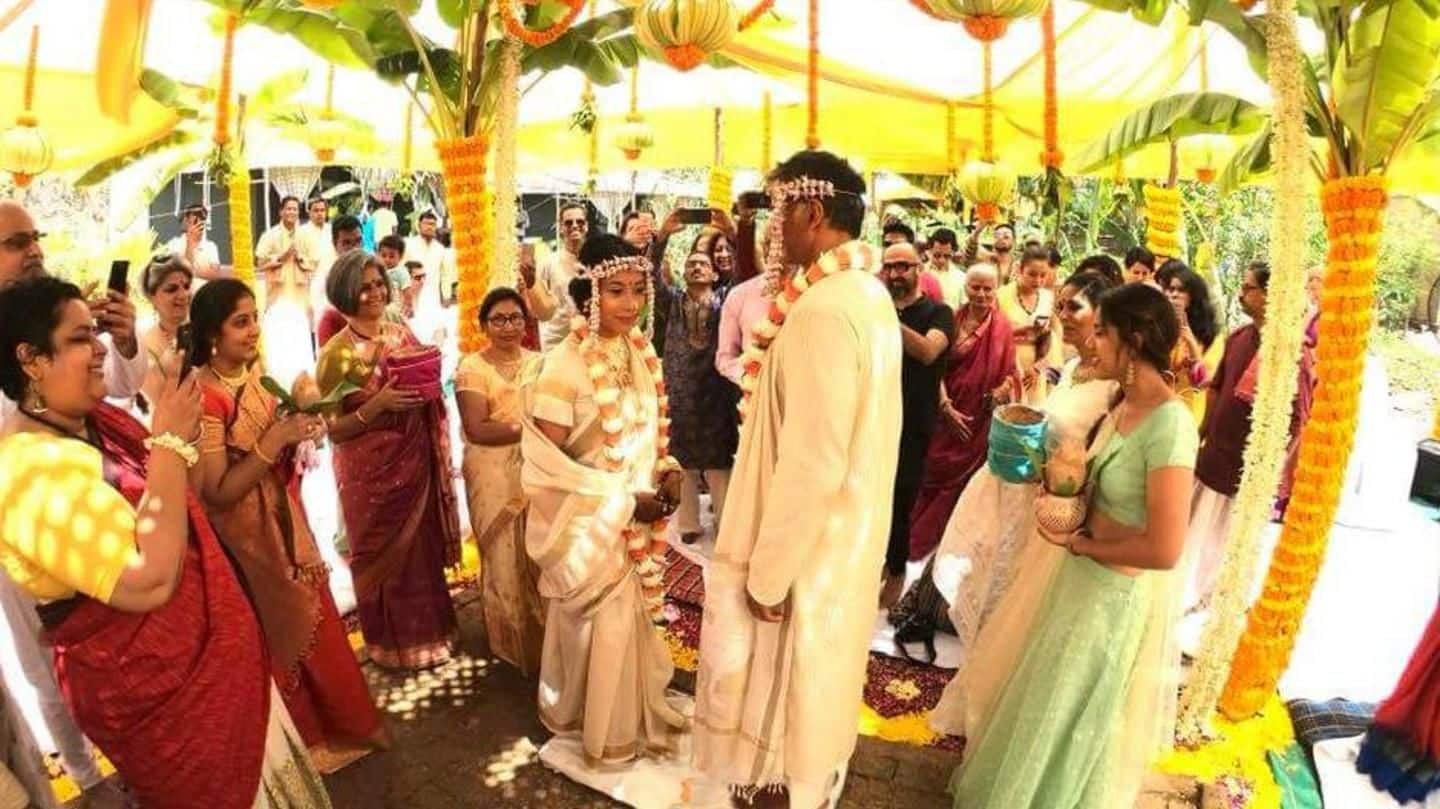 Milind Soman and Ankita Konwar exchange wedding vows in Alibaug