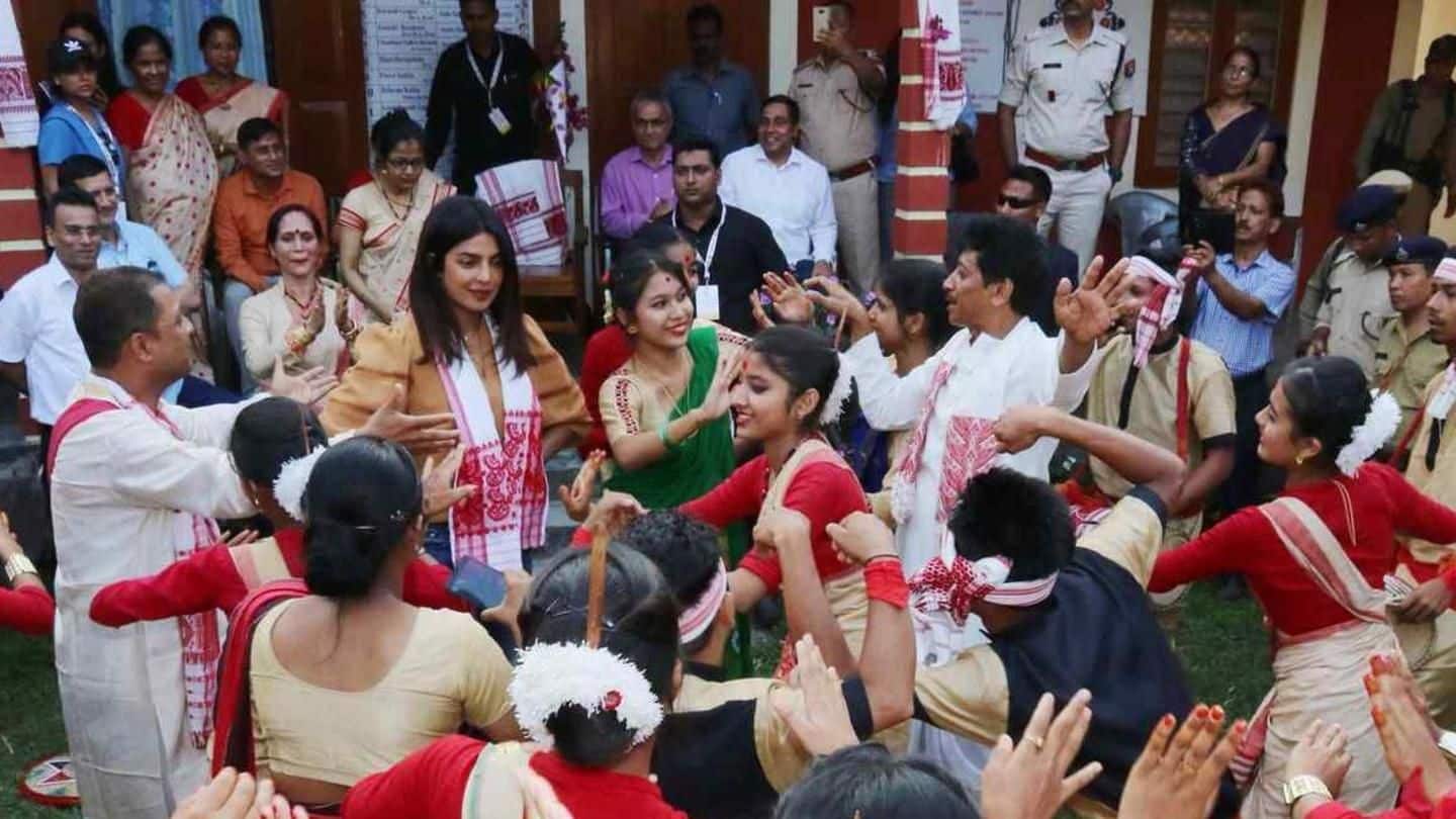 Watch: Priyanka tries her luck at Bihu dance in Assam