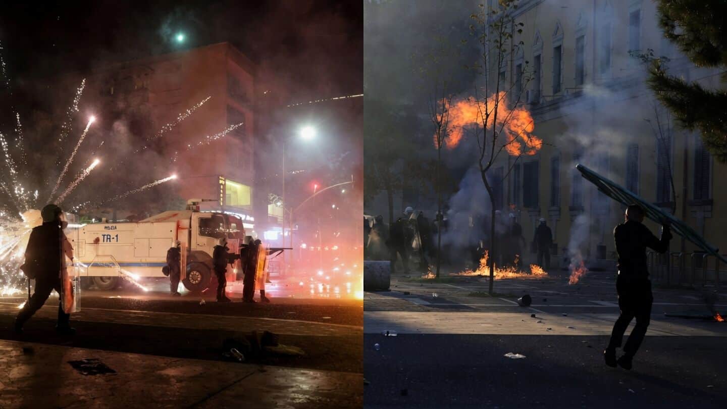 Tirana protests escalate with petrol bombs at parliament, hundreds injured