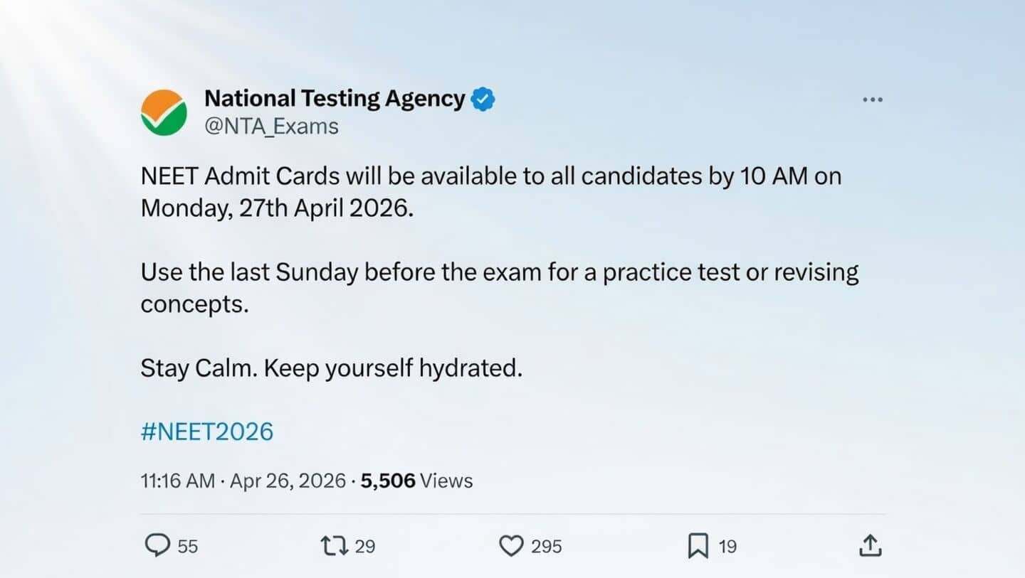 NTA delays NEET UG admit card release to April 27