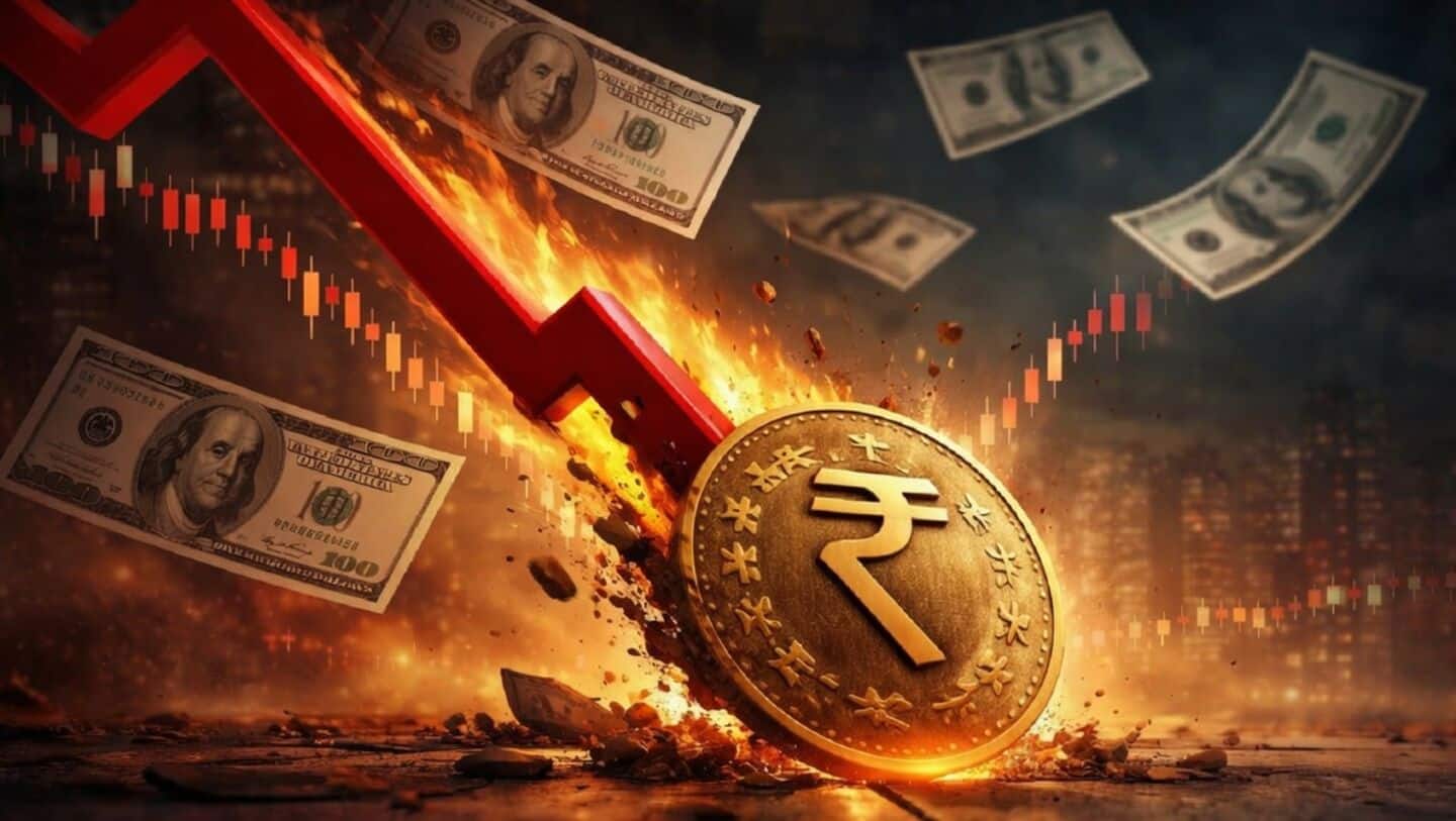 Indian rupee falls to all time low ₹95.96 per dollar
