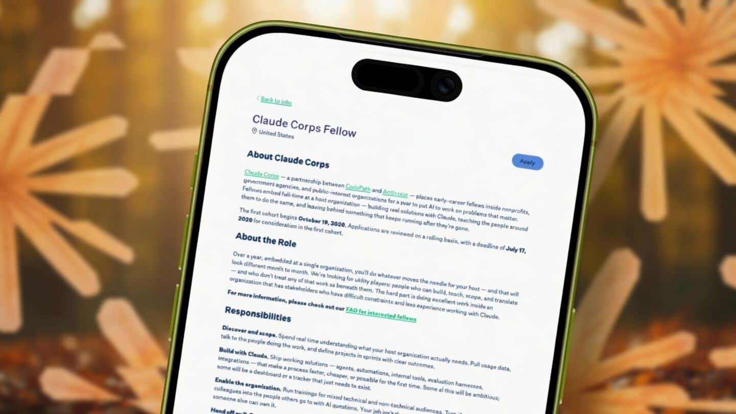 Anthropic launches Claude Corps fellowship: $85,000 for US nonprofits