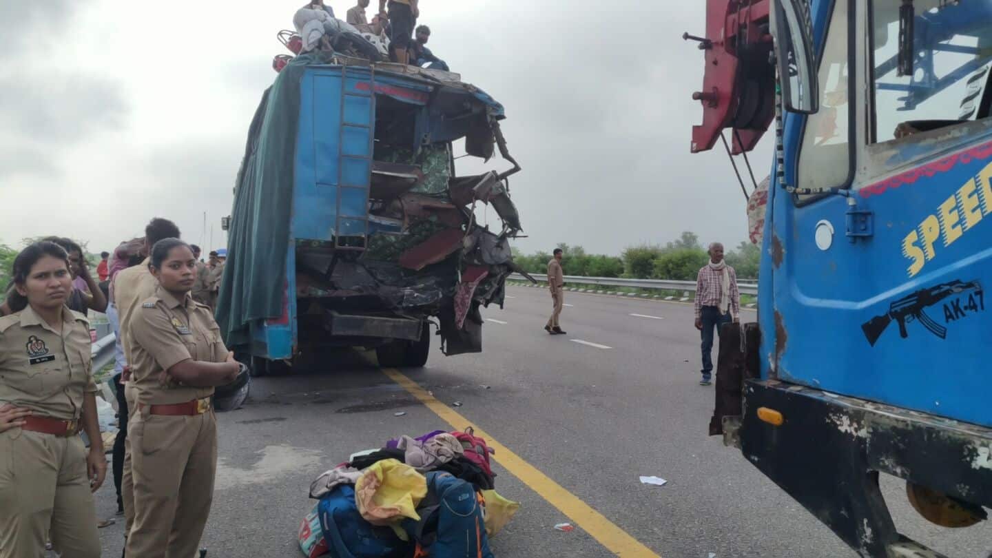 Truck rams bus on Purvanchal Expressway, 3 dead, 11 injured