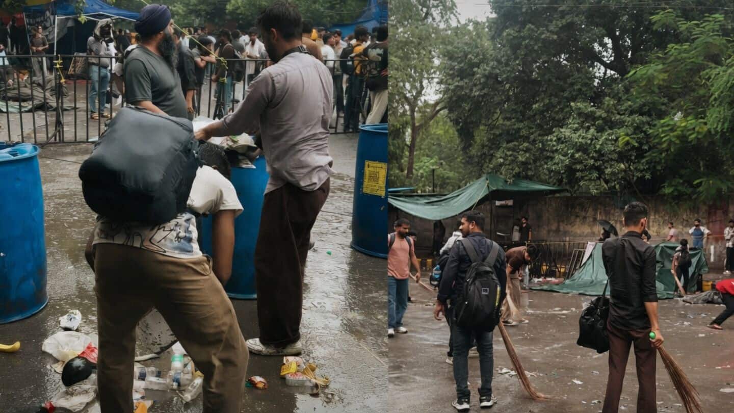 CJP cleans Jantar Mantar after police broke up NEET protest