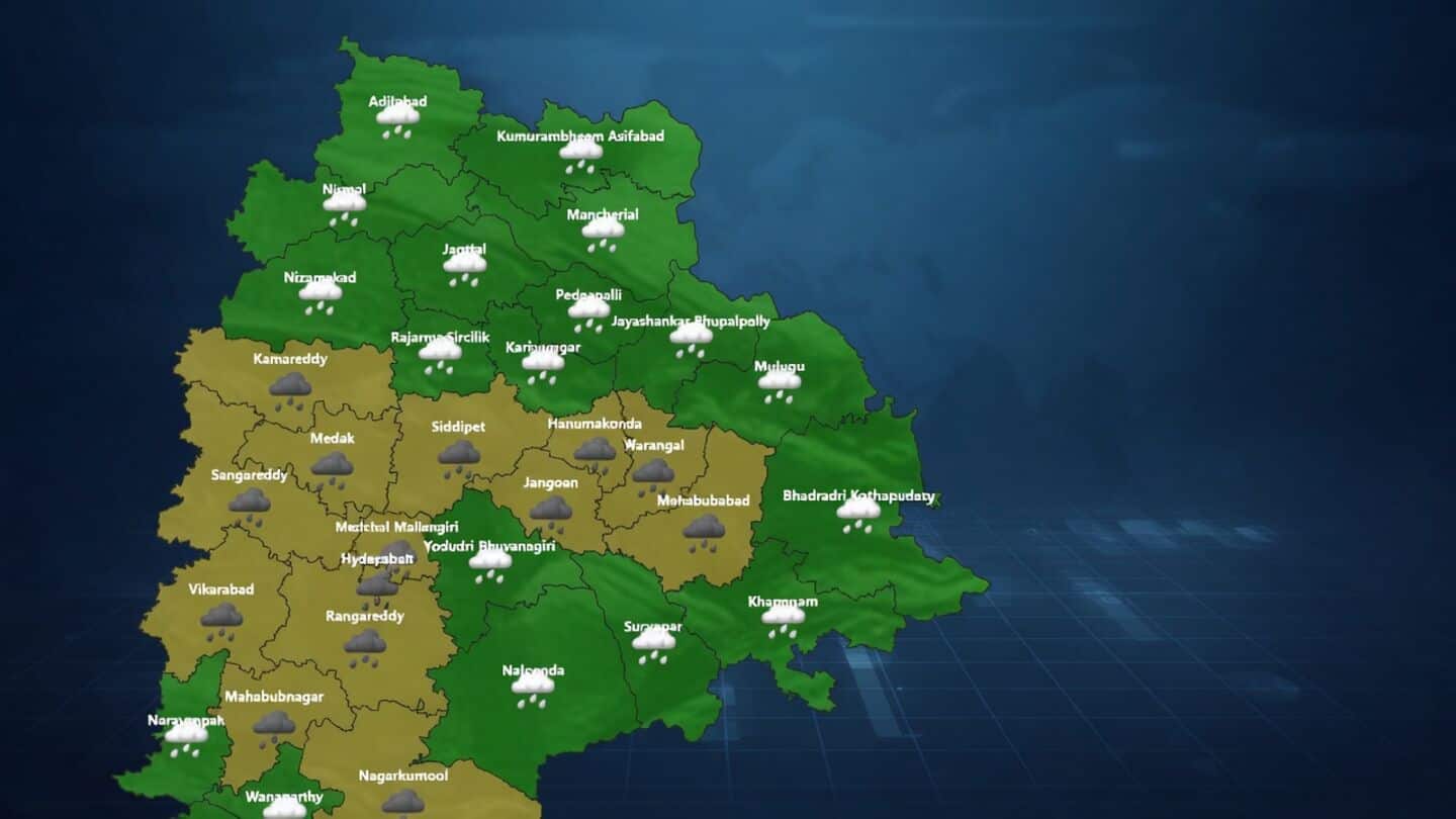 IMD issues heavy rainfall alert for 14 Telangana districts Monday