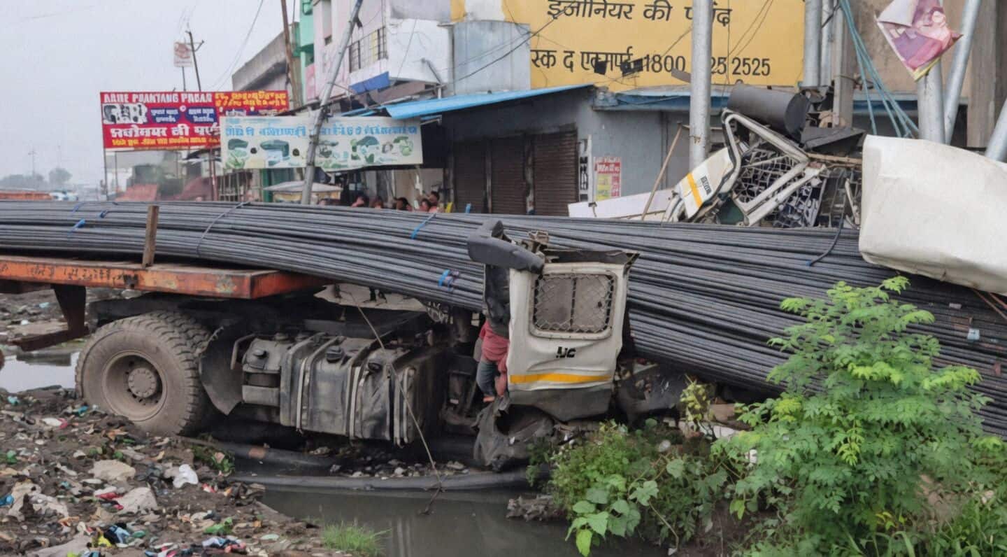 Greater Noida truck carrying rebars kills driver Amir aged 28