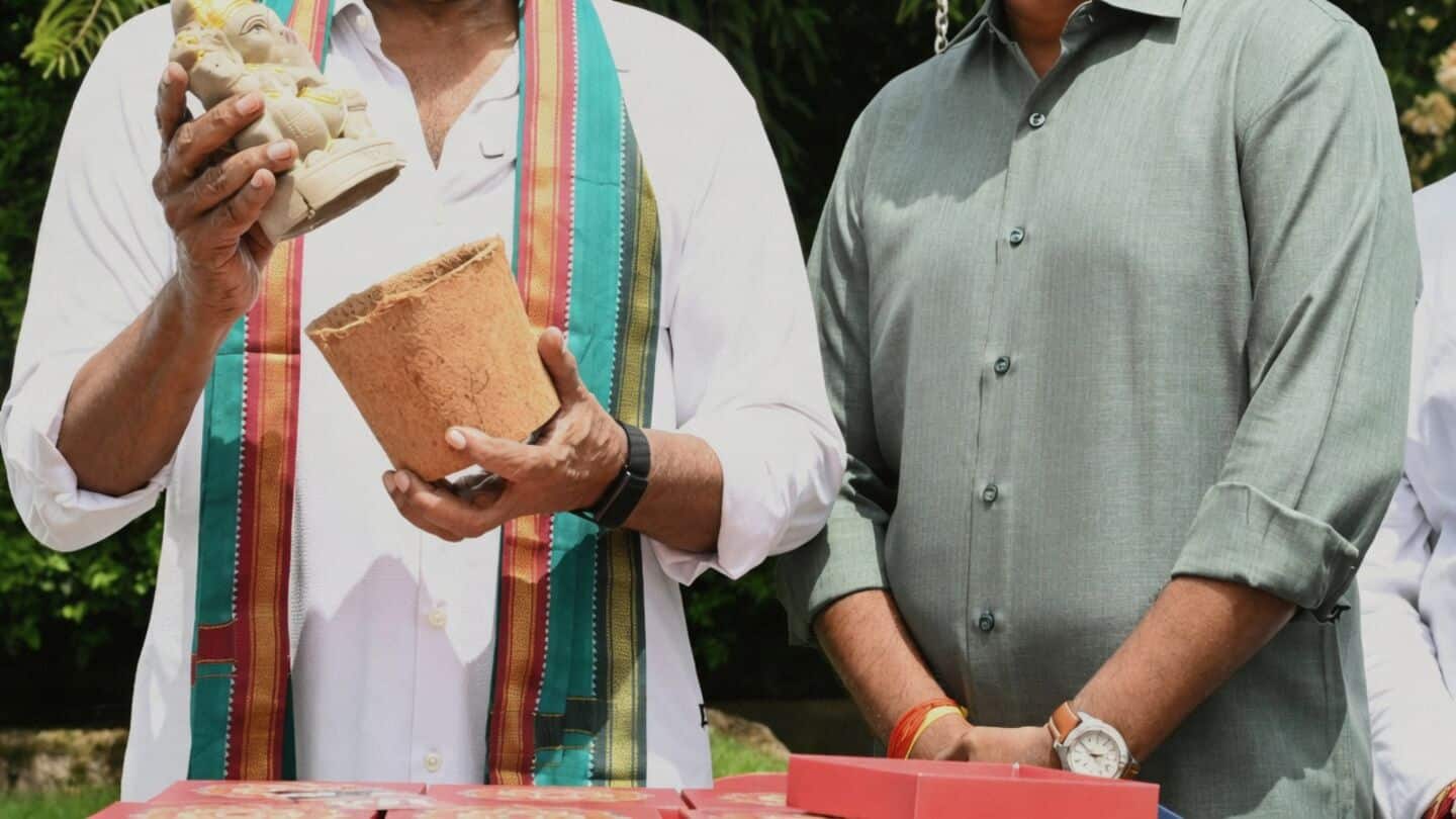 Chiranjeevi launches 'Seed Ganesha' idols for Green India Challenge
