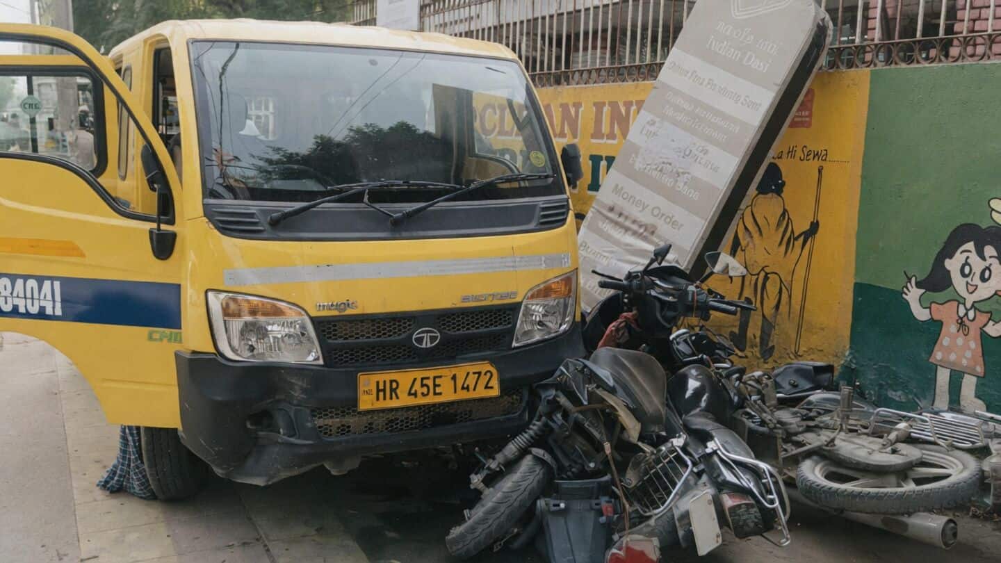 Speeding truck crashes into Gharaunda school bus, 10 injured