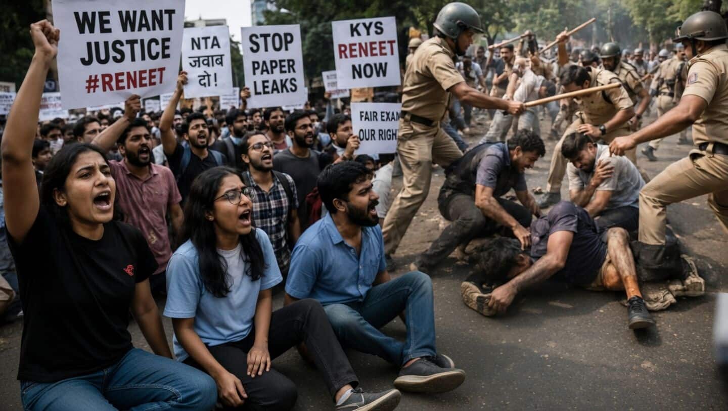 NEET UG 2026 leak, retest and results controversy spark protests