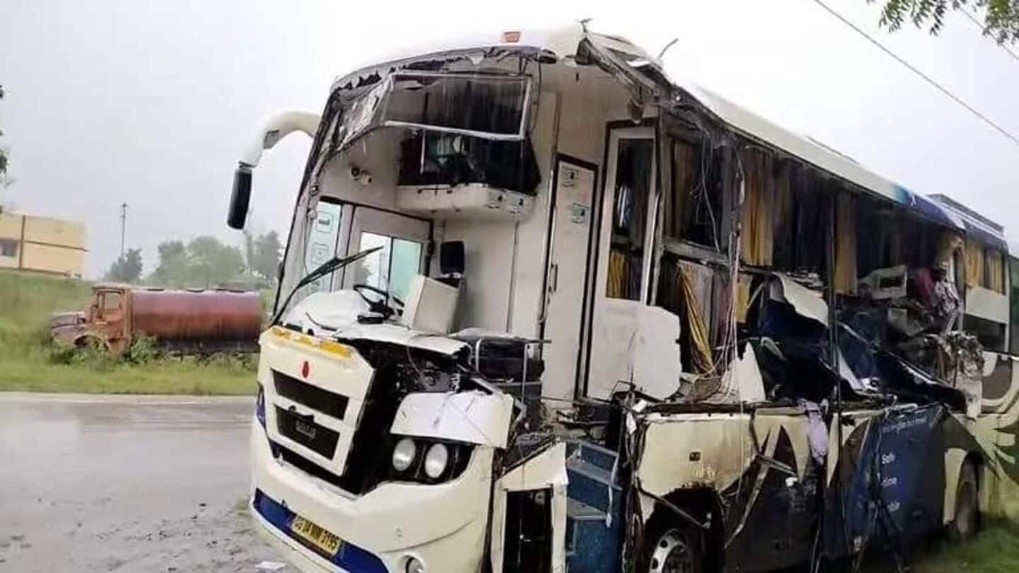 Tragic collision: Bus and truck crash in Raipur