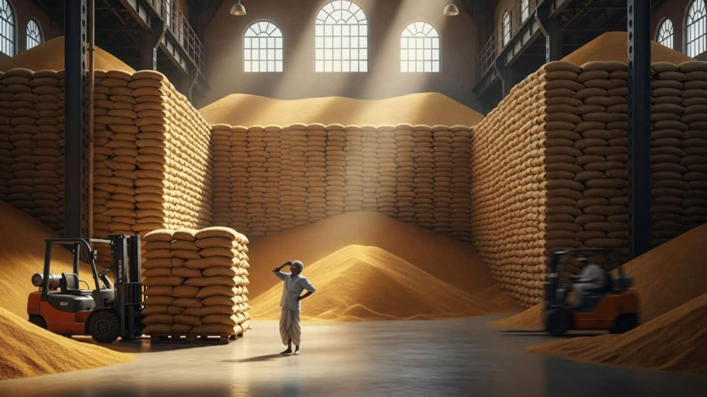 India's government warehouses: rice 68.43 Mt and wheat 53.41 Mt