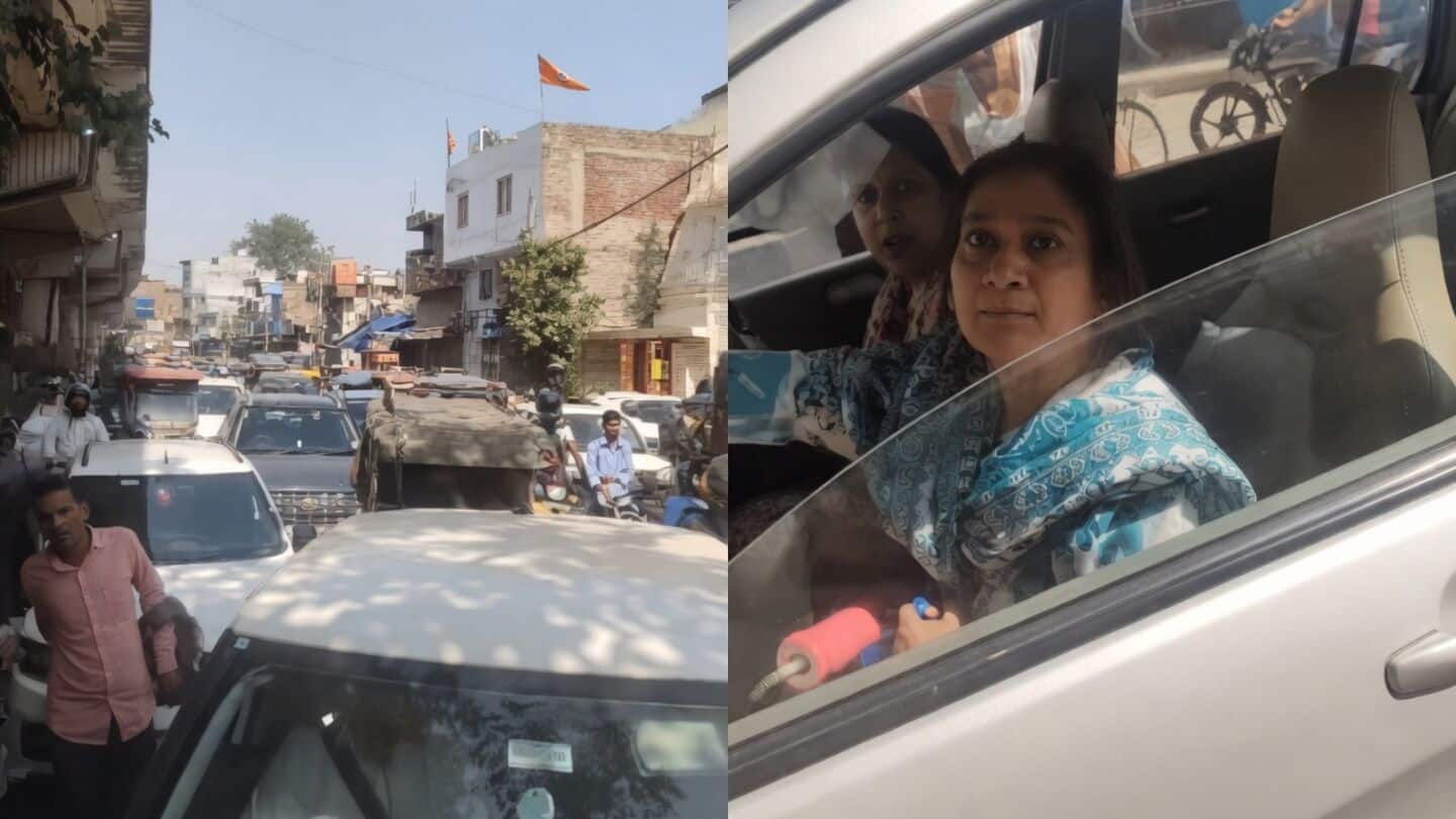 Delhi video shows woman blocking truck after wrong-side parking