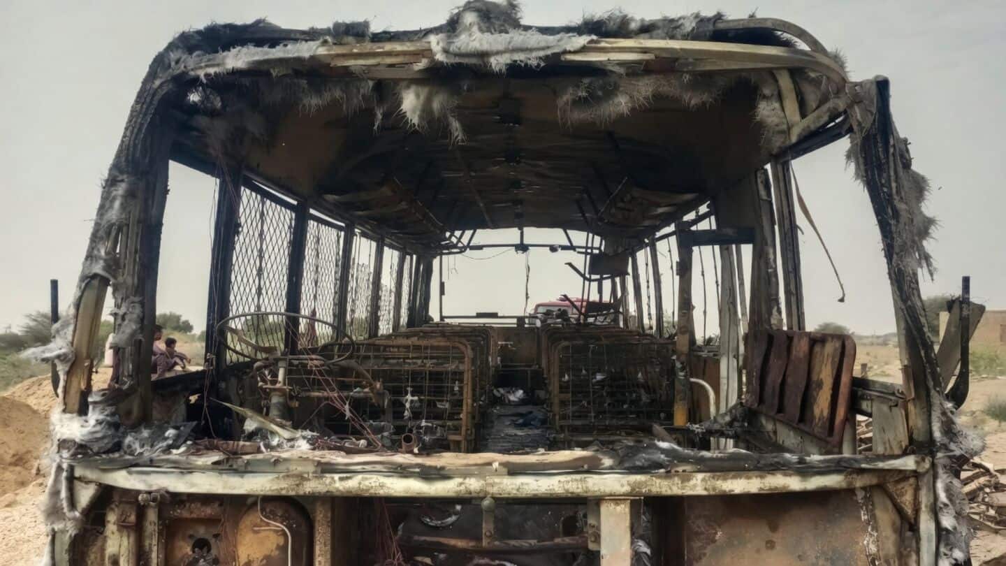School bus hits pothole, catches fire, 17 students safely evacuated