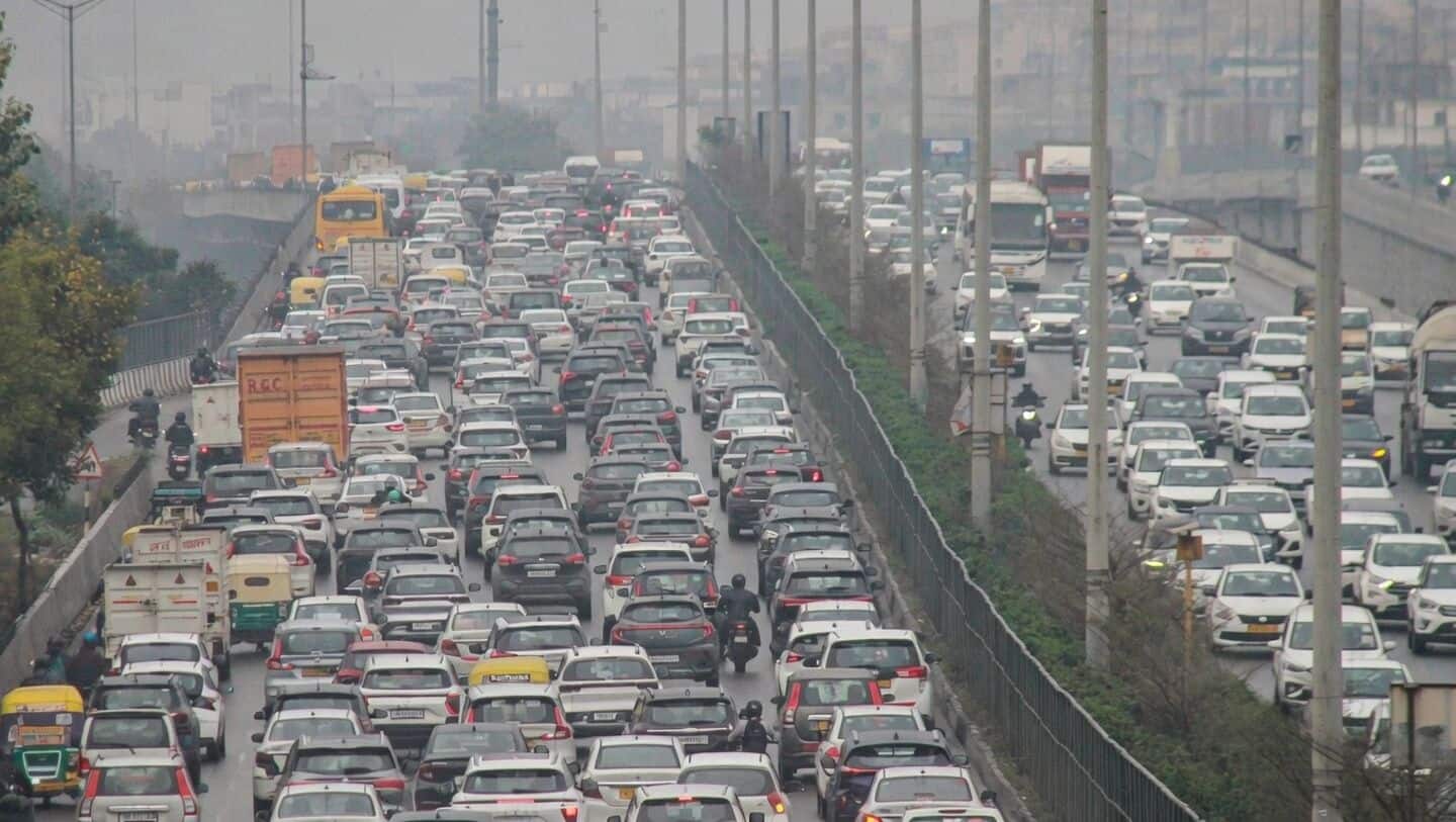 Goods vehicle and 2 container trucks collide, jamming Ring Road