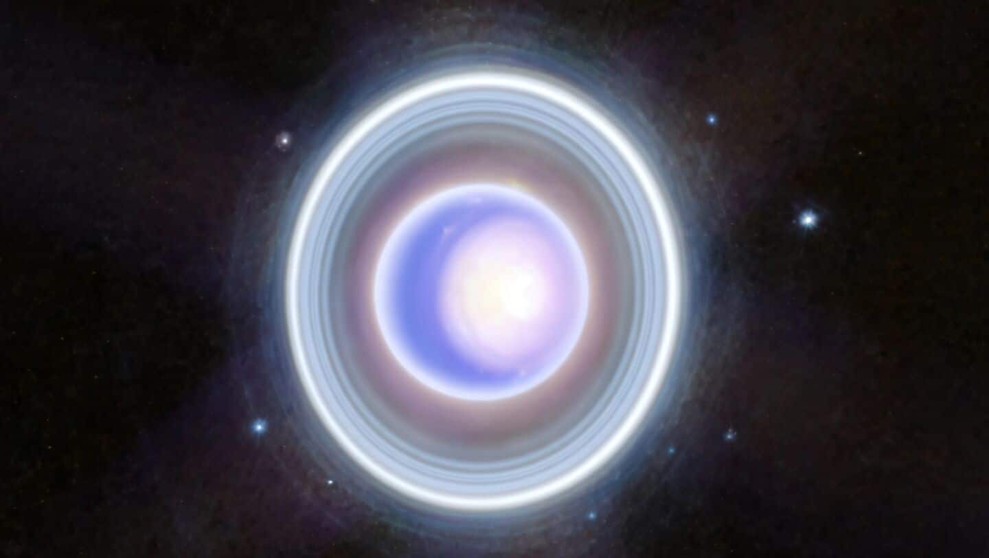 Study using JWST Hubble Keck suggests Uranus rings hide moons