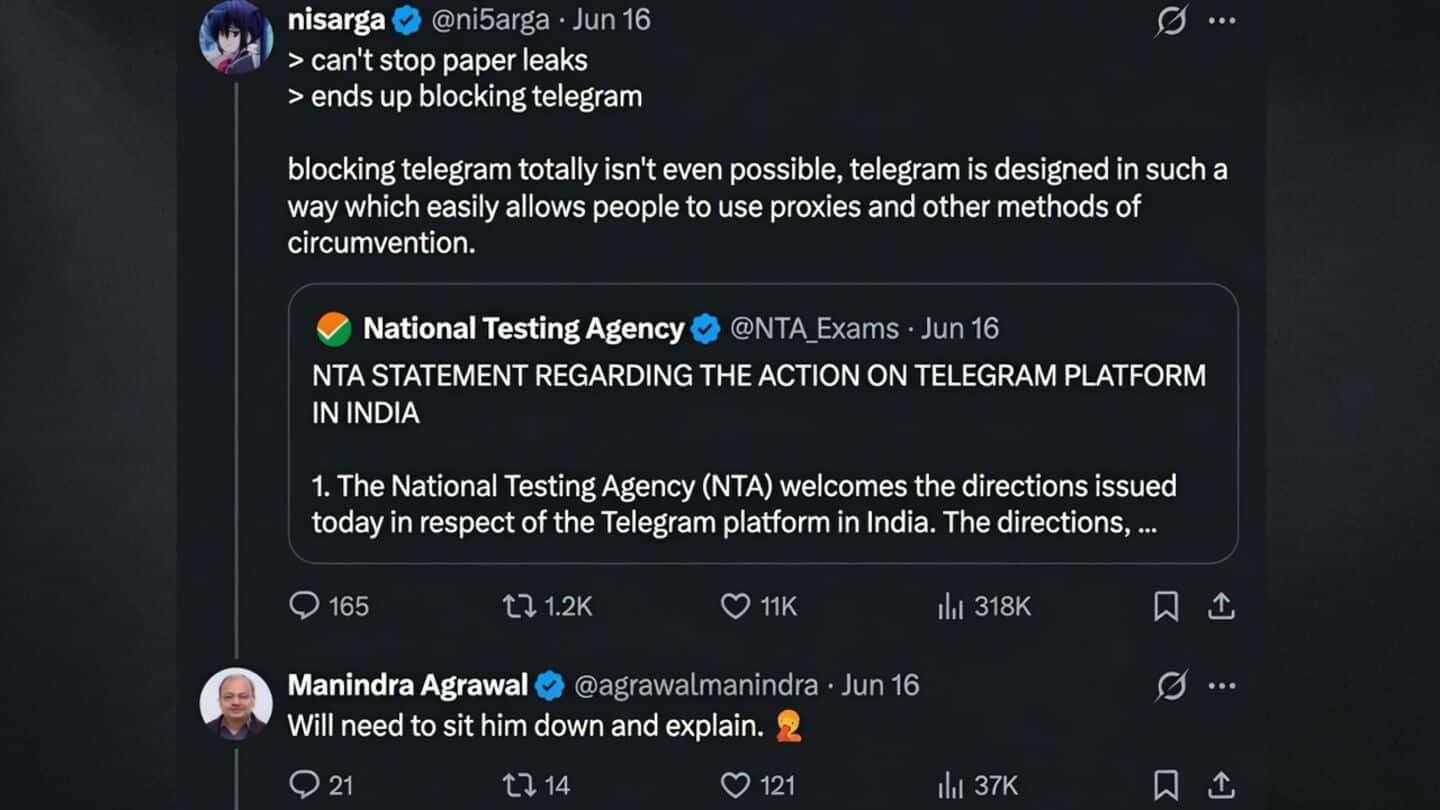 Professor Manindra Agrawal and Nisarga Adhikary clash over Telegram edits