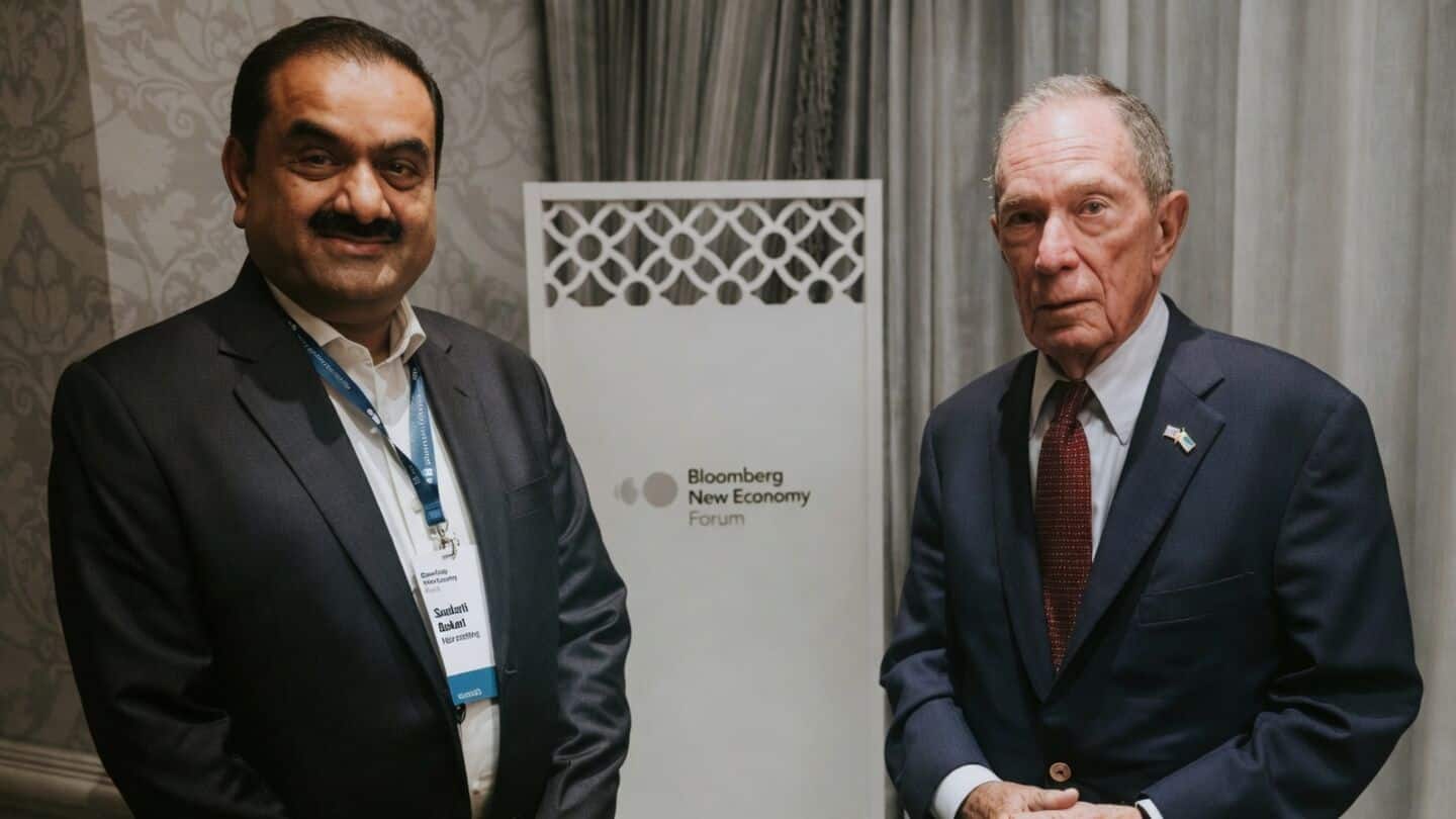 Mike Bloomberg and Gautam Adani meet at New Delhi forum