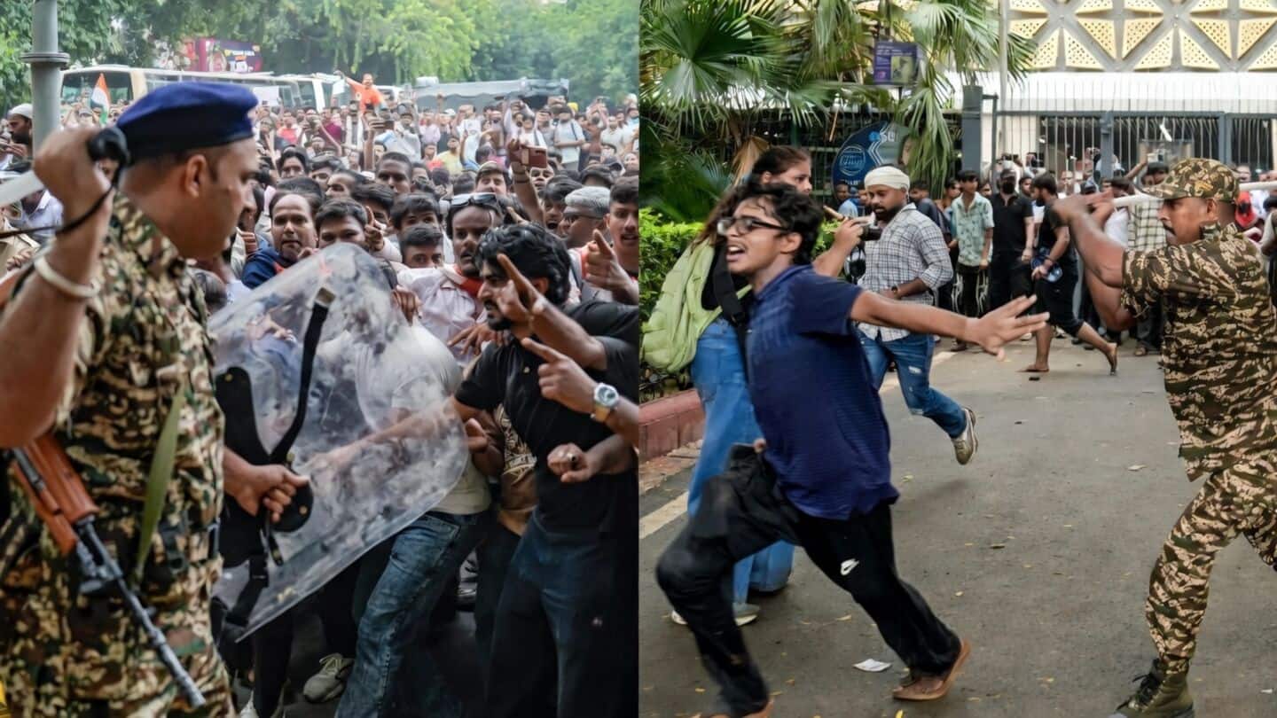 CJP Delhi protest turns violent over alleged exam paper leaks