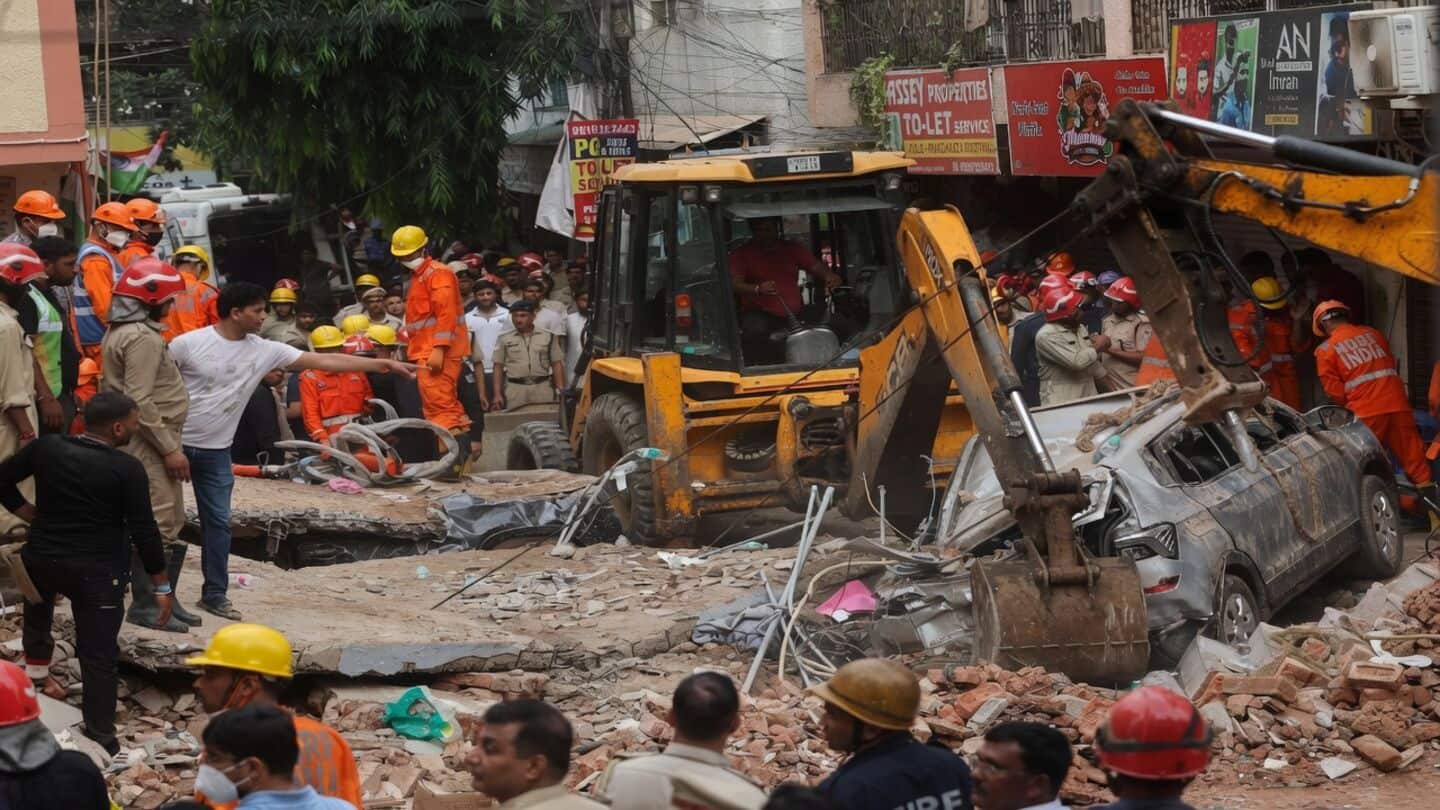 Satya Niketan building collapse kills 7 after 4 extra floors