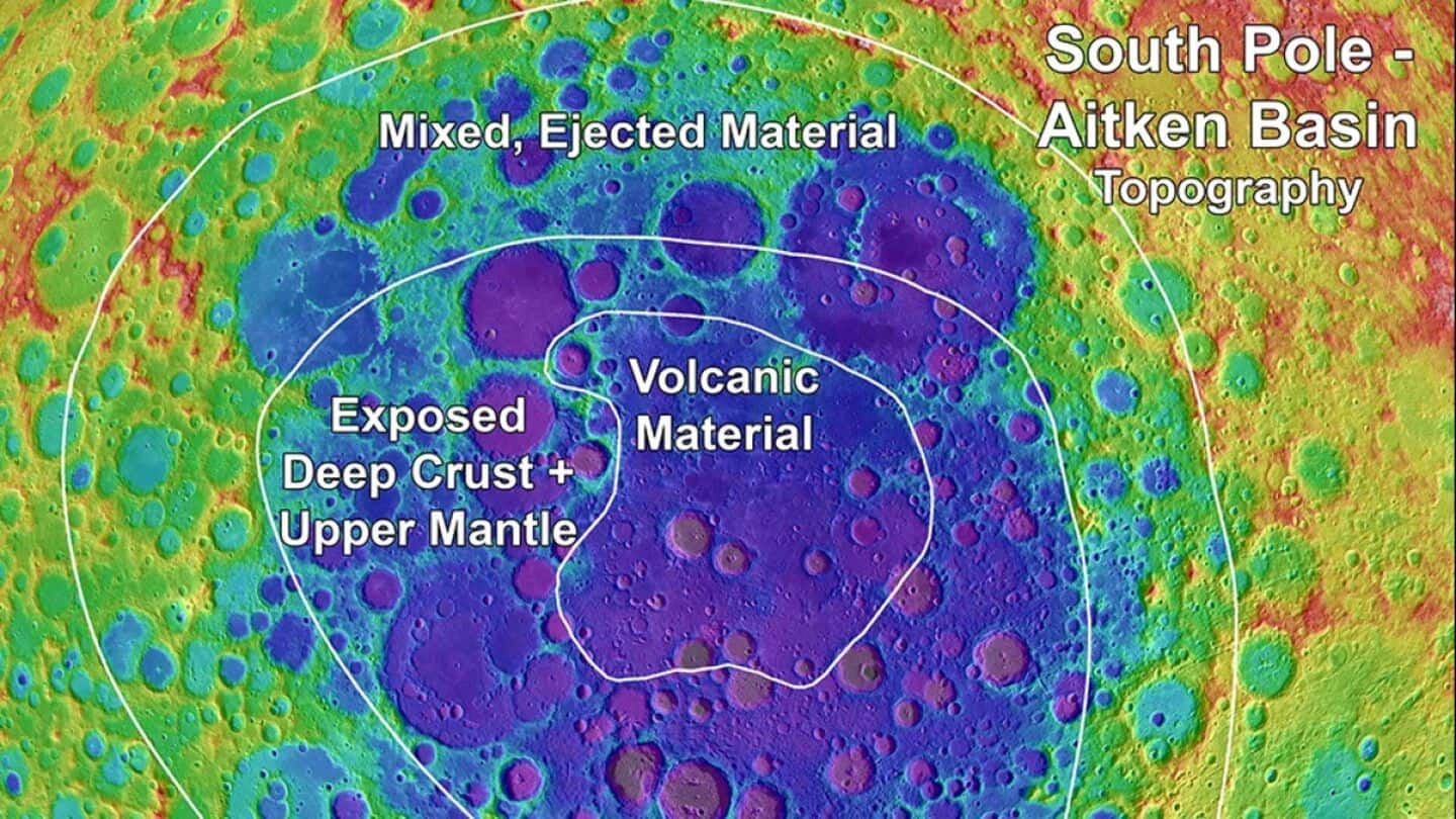 Moon's biggest crater was formed by asteroid hitting from north