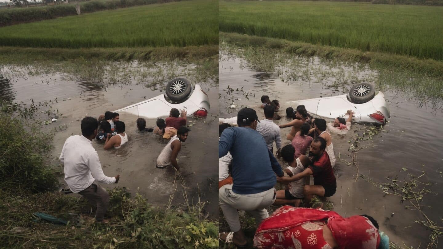 Five friends rescue 5 from sinking car in Lakhimpur Kheri