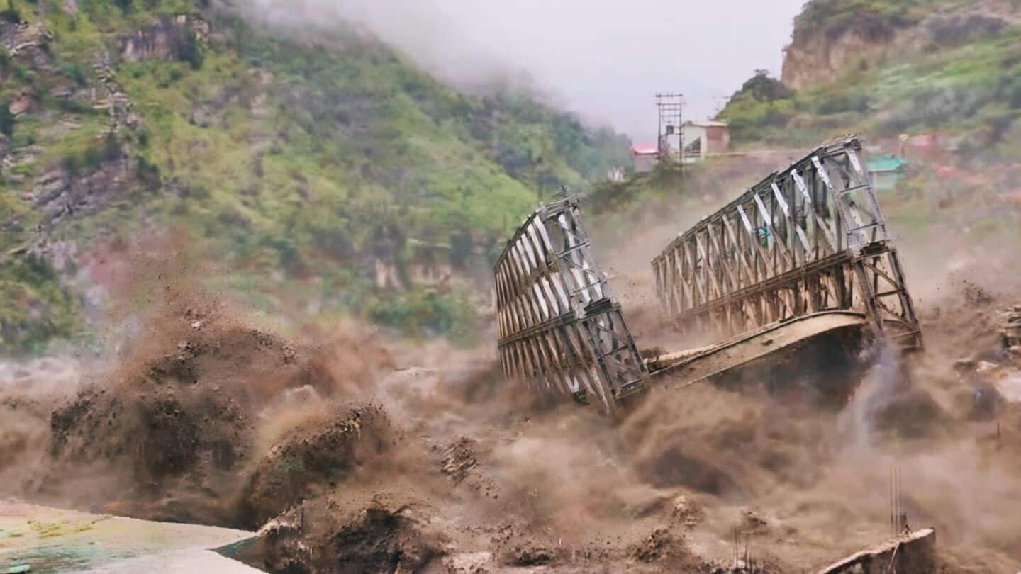 Video captures metal bridge swept away in Uttarakhand's Niti Valley
