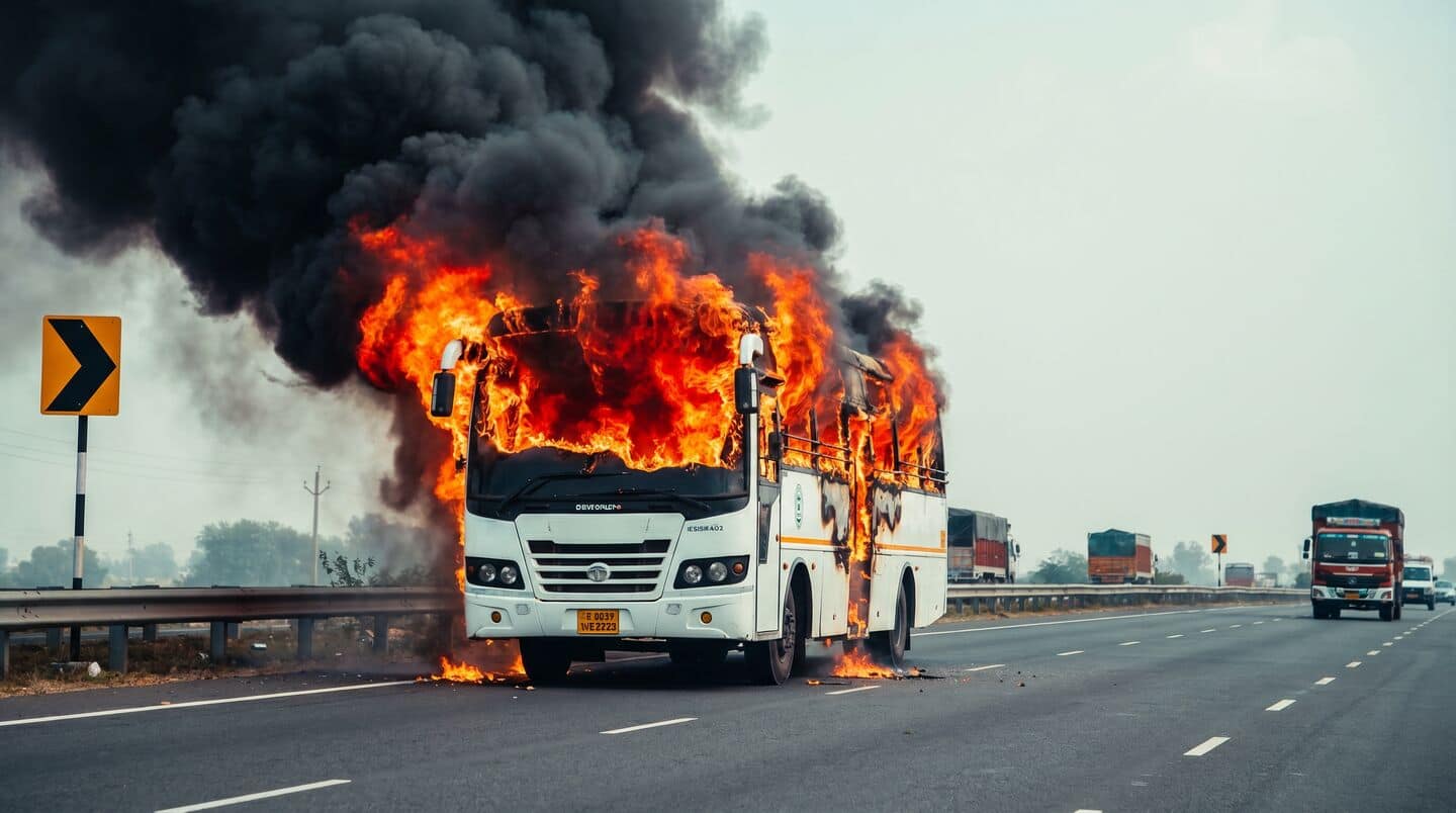 Over 60 tannery workers escape bus fire near Pachodda village