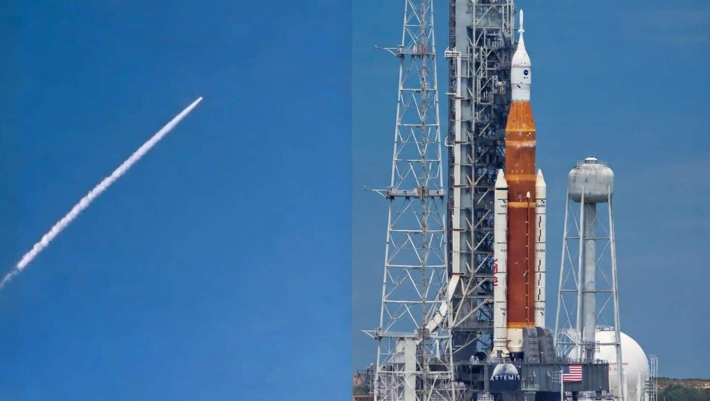 Passenger captures NASA Artemis II launch from airplane above clouds