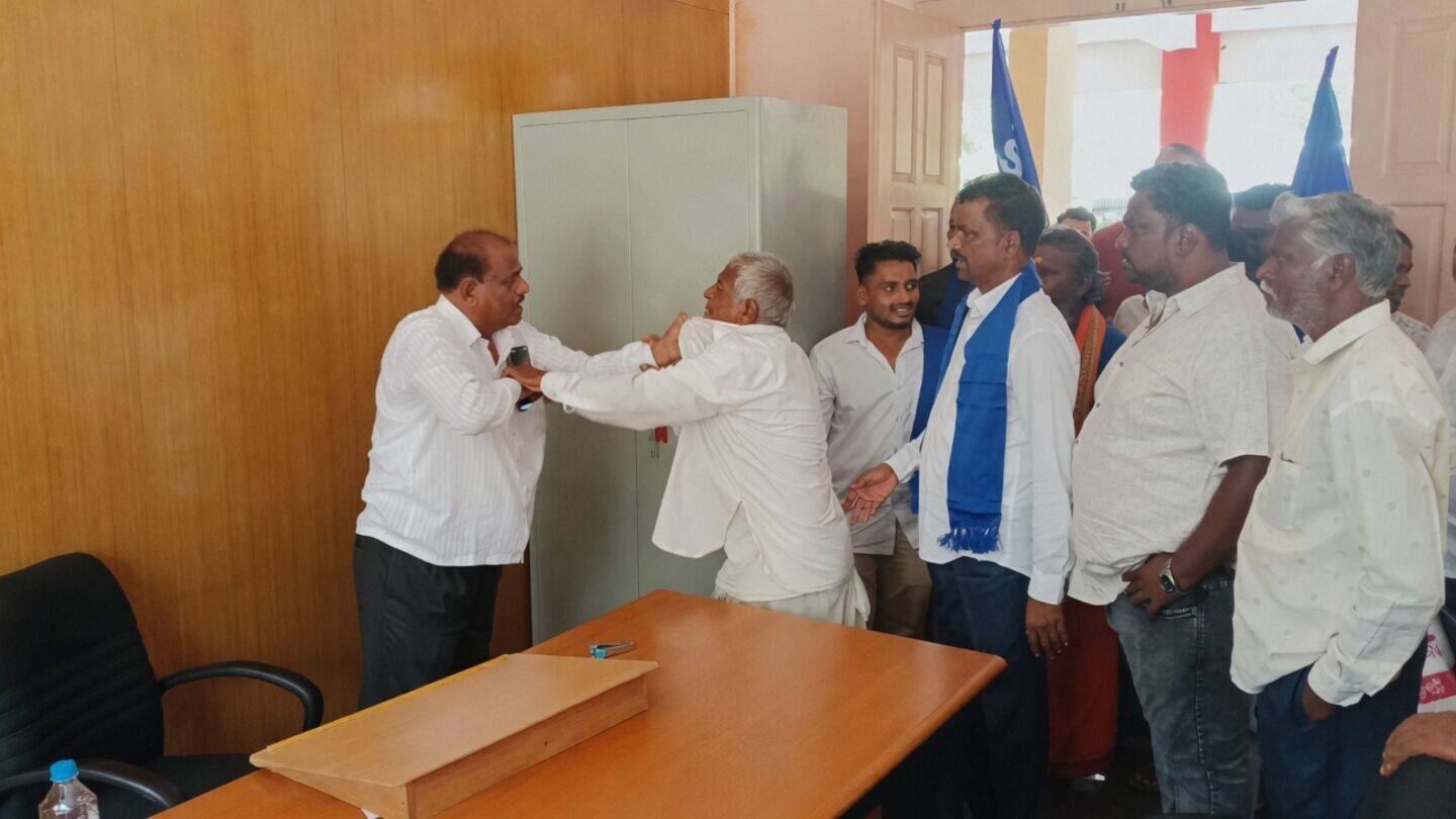 Bagalkot farmer Basappa slaps official Ankad with slipper over compensation