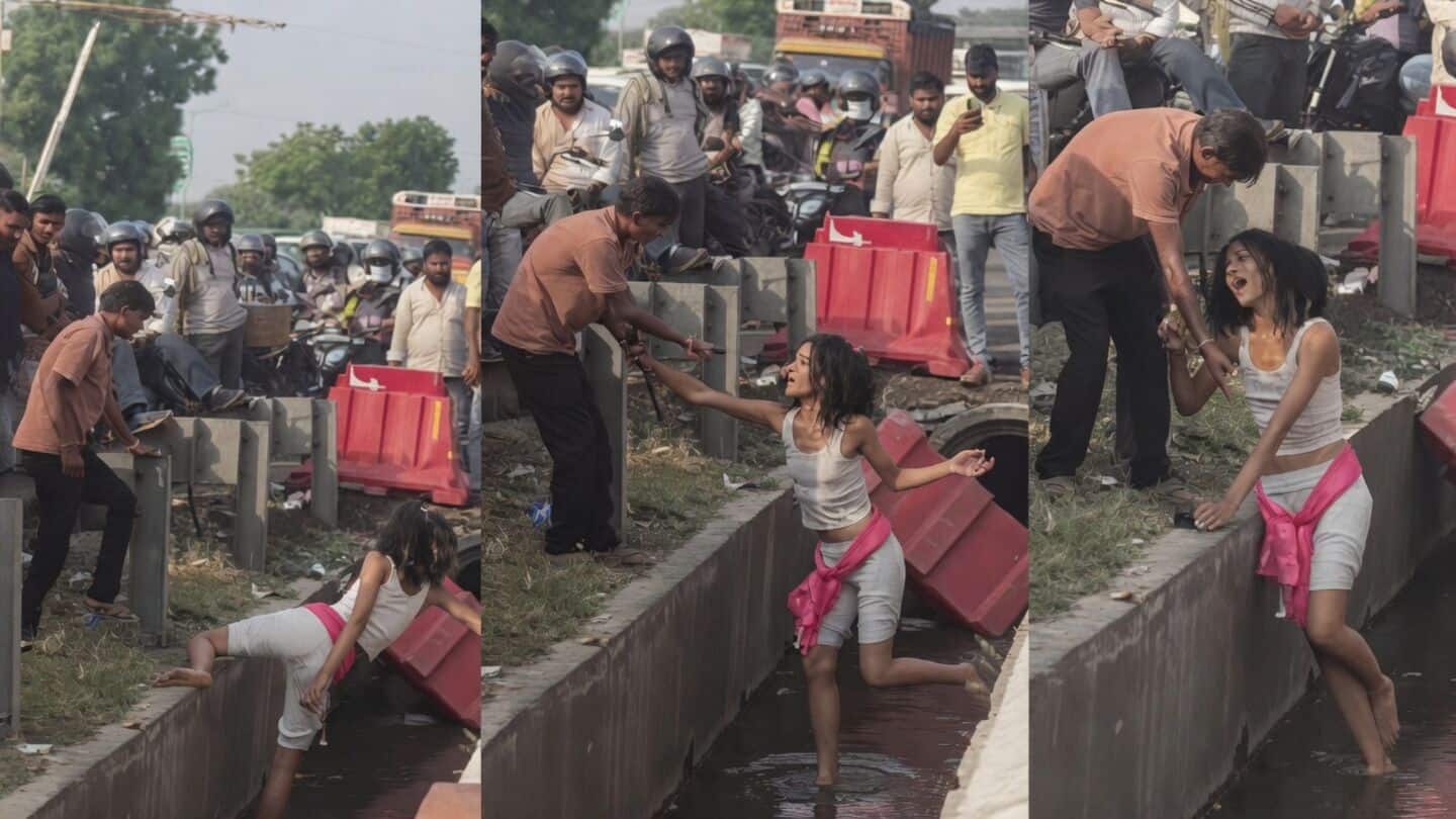 US woman rescued from open drain on Delhi's Mahipalpur stretch