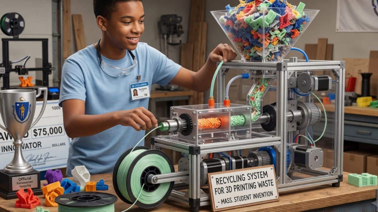 Massachusetts teen Benjamin Davis wins $75,000 for 3-D filament recycler