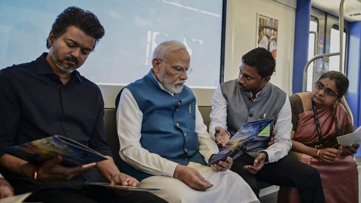 Prime Minister Narendra Modi meets startup founders on Chennai Metro