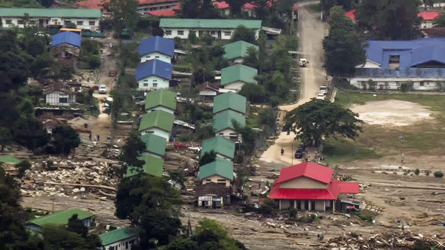 Mi-172 helicopter drops supplies to Lower Siang villages after floods