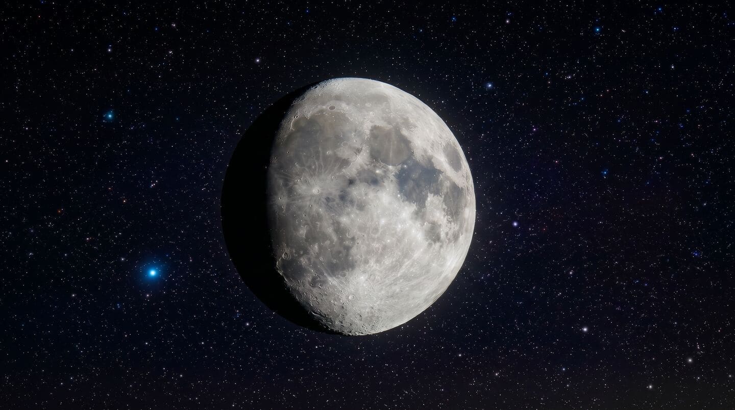 Waxing gibbous moon beside Spica tomorrow, ahead of Blue Moon