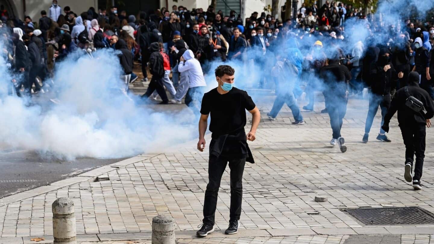 Students in Albania's capital clash demanding PM Edi Rama's resignation