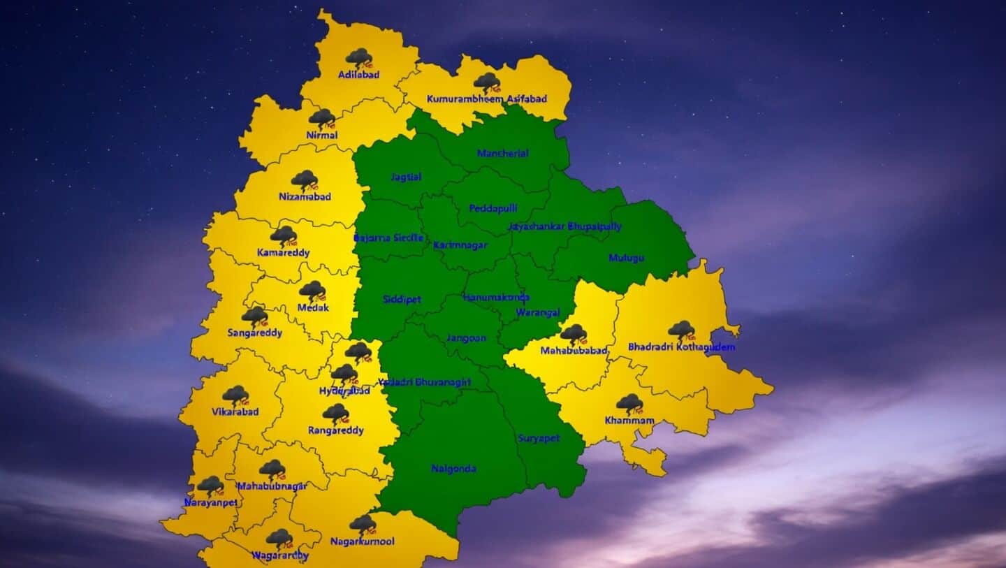 IMD issues March 29 thunderstorm alert for 19 Telangana districts