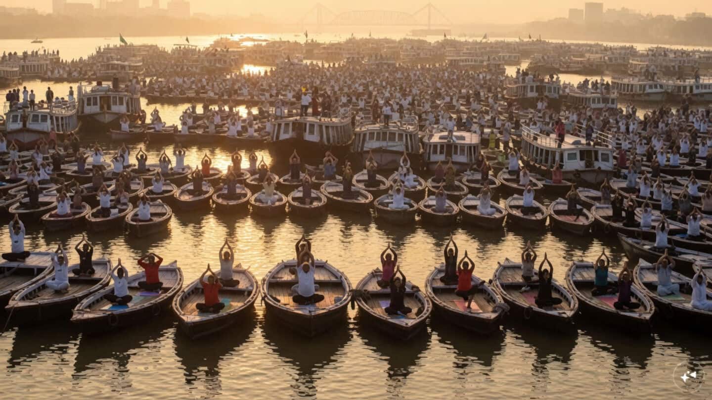 Kolkata seeks Guinness yoga record with over 500 Hooghly boats